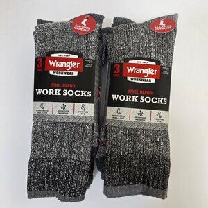 6PK Wrangler Mens Wool Blend Socks Full-Cushion Moisture Wicking Grey Size 6-12